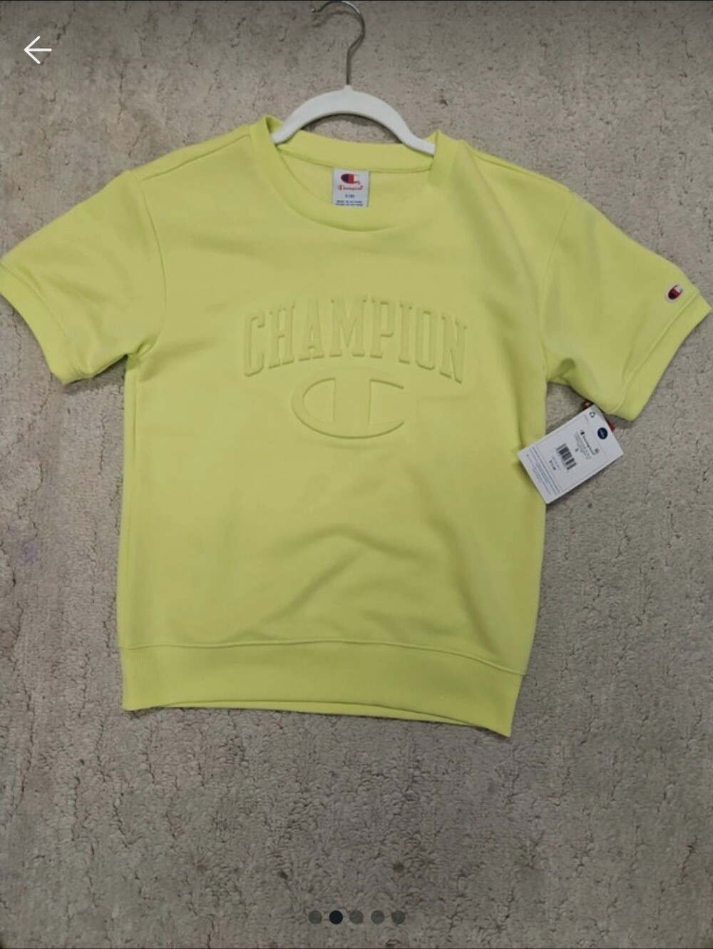 NWT Champion Boys' Oversized French Terry Short Sleeve Sweatshirt– Bright yellow